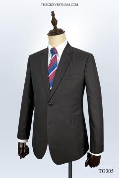 Bộ Suit Nâu Sọc Đỏ Classic Fit TGS305